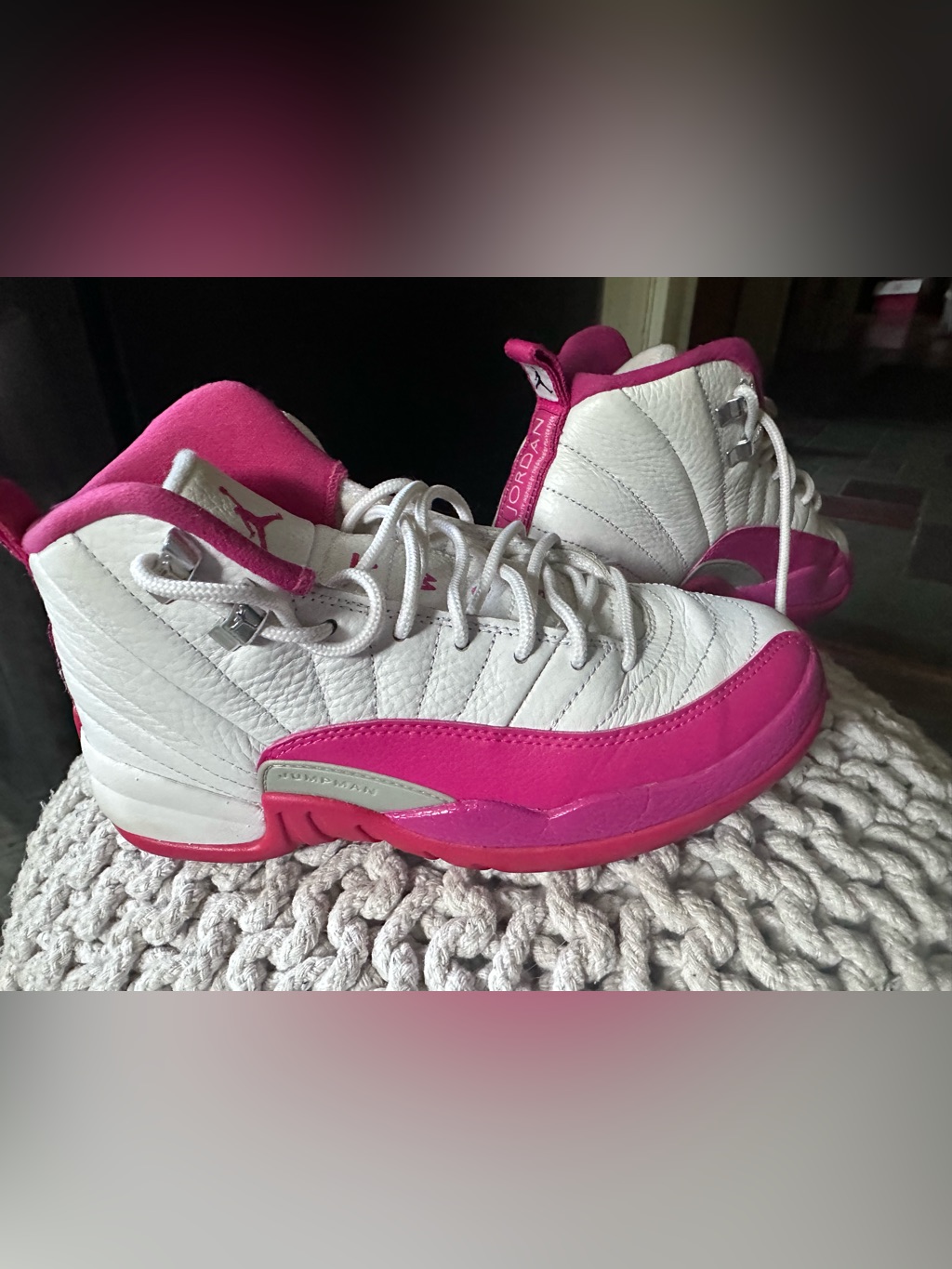 Jordan White And Hot Pink Retro Basketball Sneakers